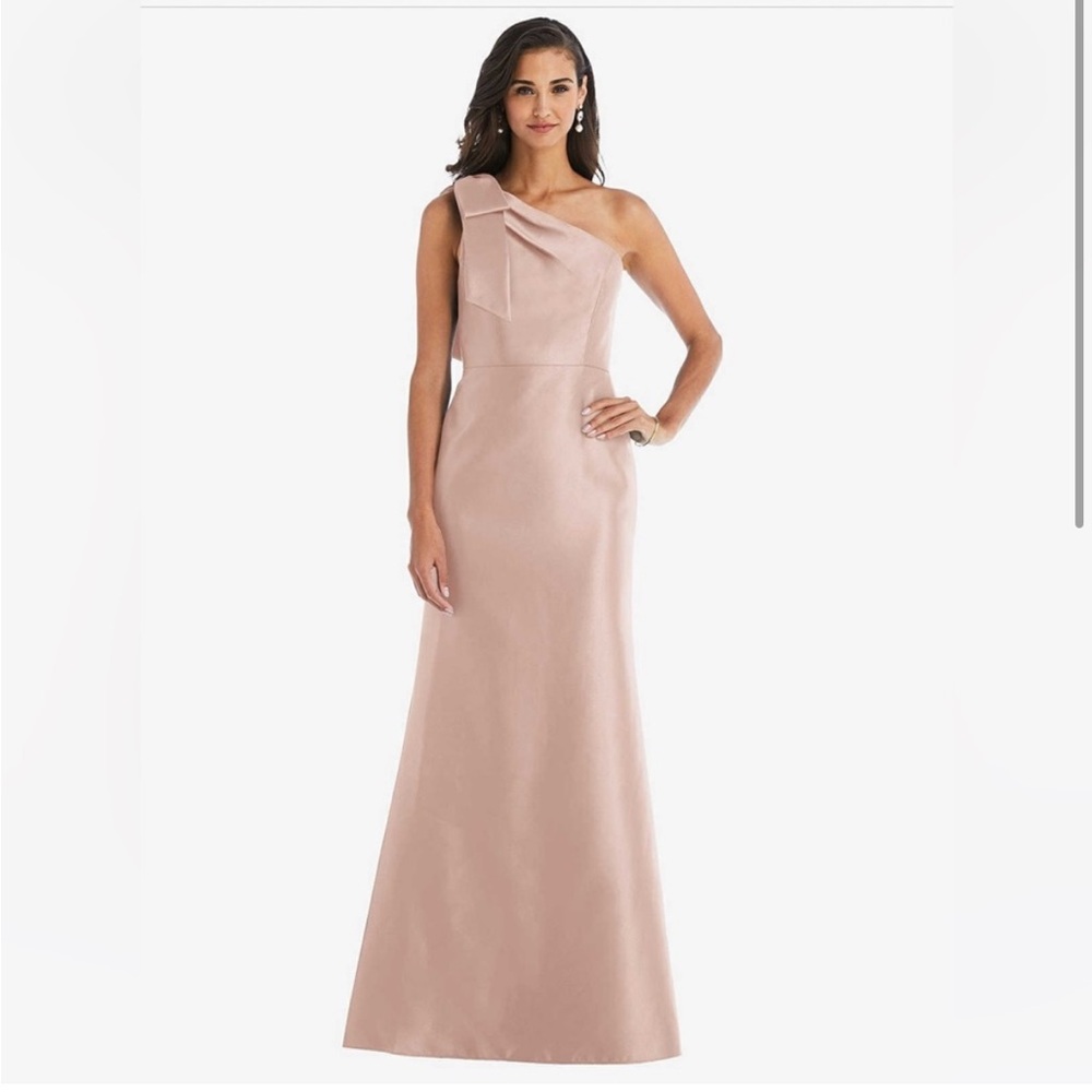Alfred Sung Dessy Group Toasted Sugar Satin Twill Bridesmaid Dress